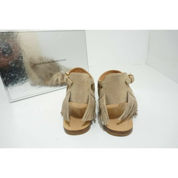 Sigerson Morrison Bross Light Gold Leather Women's Flats Sandals Size 8.5 M - Picture 6 of 10